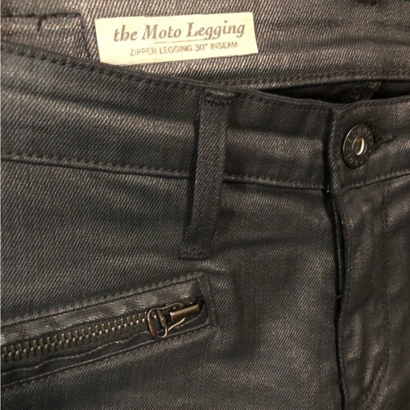 AG The Moto Legging Faux Leather Zipper Detail Women's 27R Black 8" Low Rise - Picture 8 of 10